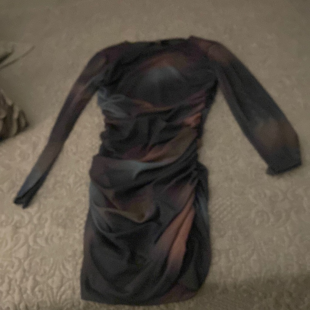 NWOT Mesh Ruched Mini Dress